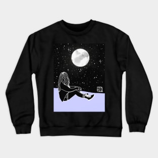 Girl And The Moon Crewneck Sweatshirt